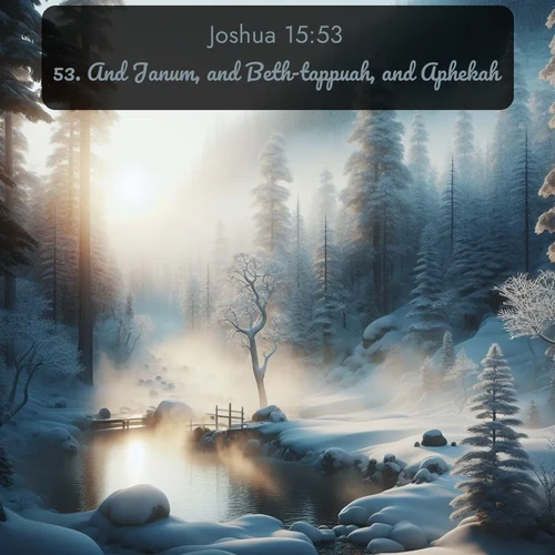 citation biblique : 53. And Janum, and Beth-tappuah, and Aphekah,
 sur fond image nature