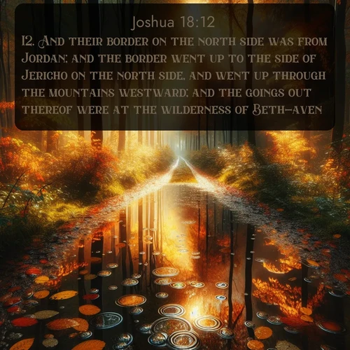 citation biblique : 12. And their border on the north side was from Jordan; and the border went up to the side of Jericho on the north side, and went up through the mountains westward; and the goings out thereof were at the wilderness of Beth-aven.
 sur fond image nature