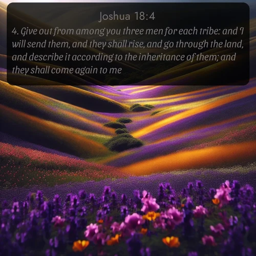 citation biblique : 4. Give out from among you three men for each tribe: and I will send them, and they shall rise, and go through the land, and describe it according to the inheritance of them; and they shall come again to me.
 sur fond image nature