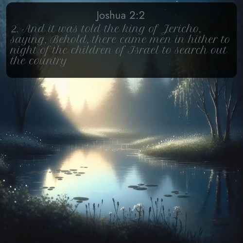 citation biblique : 2. And it was told the king of Jericho, saying, Behold, there came men in hither to night of the children of Israel to search out the country.
 sur fond image nature