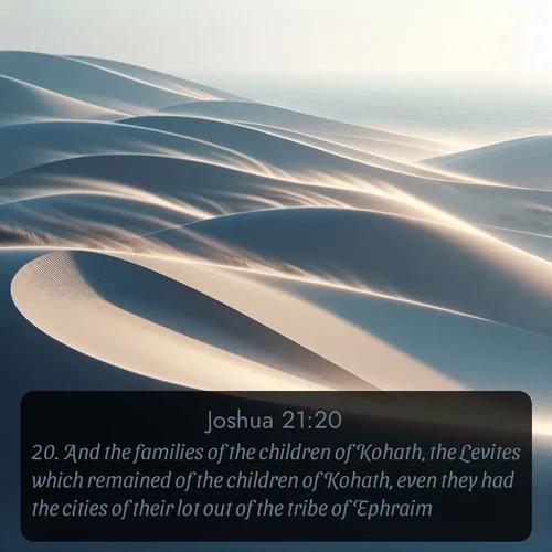 citation biblique : 20. And the families of the children of Kohath, the Levites which remained of the children of Kohath, even they had the cities of their lot out of the tribe of Ephraim.
 sur fond image nature