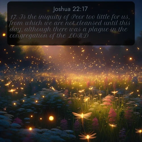 citation biblique : 17. Is the iniquity of Peor too little for us, from which we are not cleansed until this day, although there was a plague in the congregation of the LORD,
 sur fond image nature