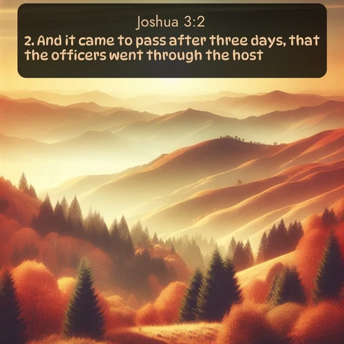 citation biblique : 2. And it came to pass after three days, that the officers went through the host;
 sur fond image nature
