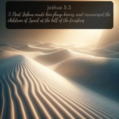 citation biblique : 3. And Joshua made him sharp knives, and circumcised the children of Israel at the hill of the foreskins.
 sur fond image nature
