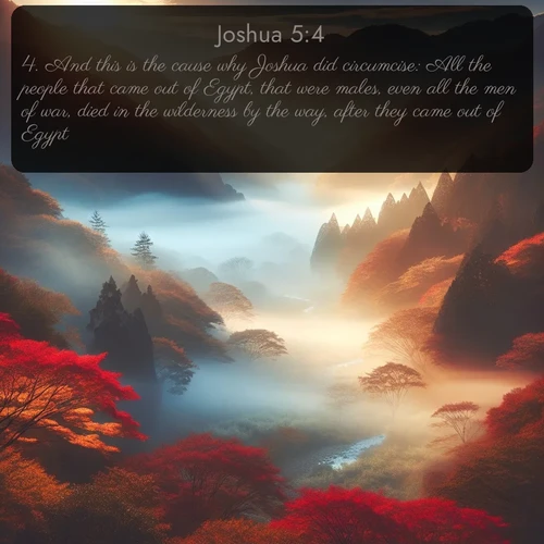 citation biblique : 4. And this is the cause why Joshua did circumcise: All the people that came out of Egypt, that were males, even all the men of war, died in the wilderness by the way, after they came out of Egypt.
 sur fond image nature