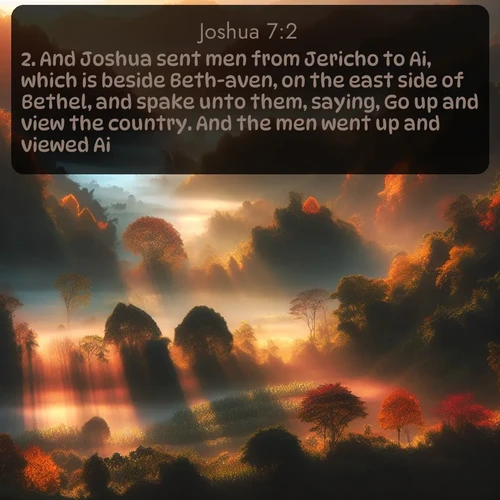 citation biblique : 2. And Joshua sent men from Jericho to Ai, which is beside Beth-aven, on the east side of Bethel, and spake unto them, saying, Go up and view the country. And the men went up and viewed Ai.
 sur fond image nature
