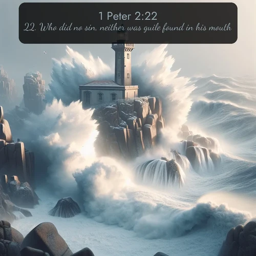 citation biblique : 22. Who did no sin, neither was guile found in his mouth:
 sur fond image nature