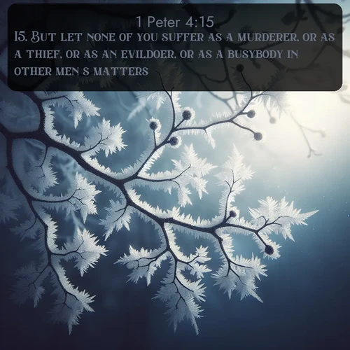 citation biblique : 15. But let none of you suffer as a murderer, or as a thief, or as an evildoer, or as a busybody in other men&#039;s matters.
 sur fond image nature