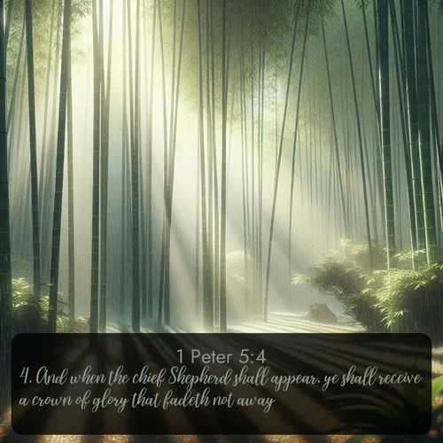 citation biblique : 4. And when the chief Shepherd shall appear, ye shall receive a crown of glory that fadeth not away.
 sur fond image nature