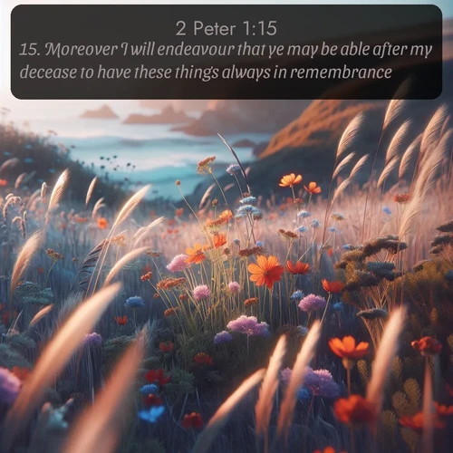 citation biblique : 15. Moreover I will endeavour that ye may be able after my decease to have these things always in remembrance.
 sur fond image nature