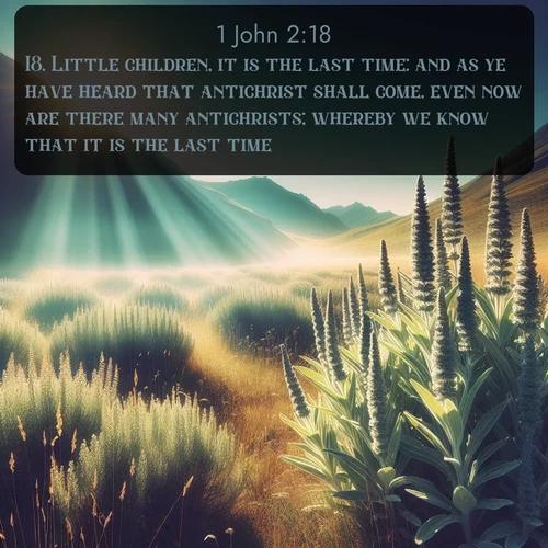 citation biblique : 18. Little children, it is the last time: and as ye have heard that antichrist shall come, even now are there many antichrists; whereby we know that it is the last time.
 sur fond image nature