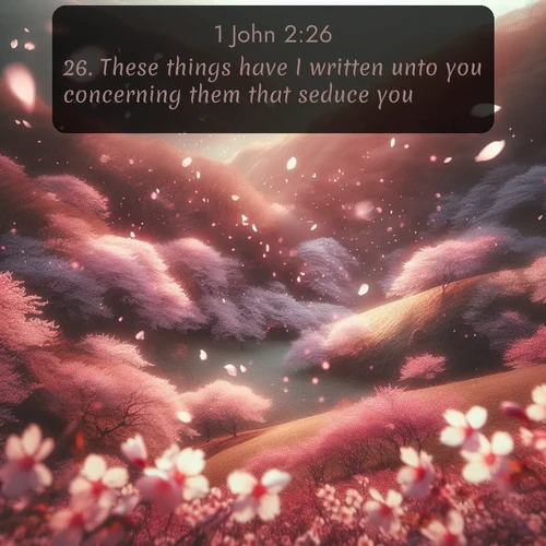 citation biblique : 26. These things have I written unto you concerning them that seduce you.
 sur fond image nature
