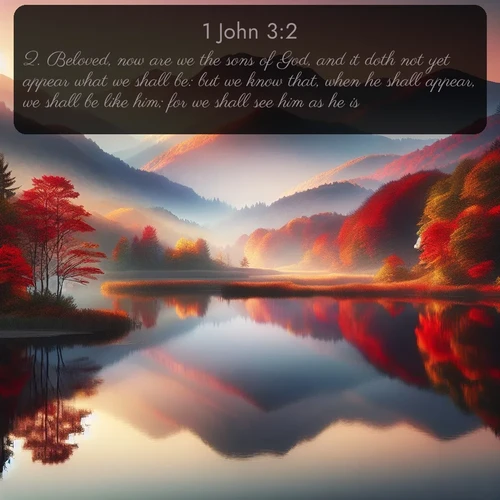 citation biblique : 2. Beloved, now are we the sons of God, and it doth not yet appear what we shall be: but we know that, when he shall appear, we shall be like him; for we shall see him as he is.
 sur fond image nature