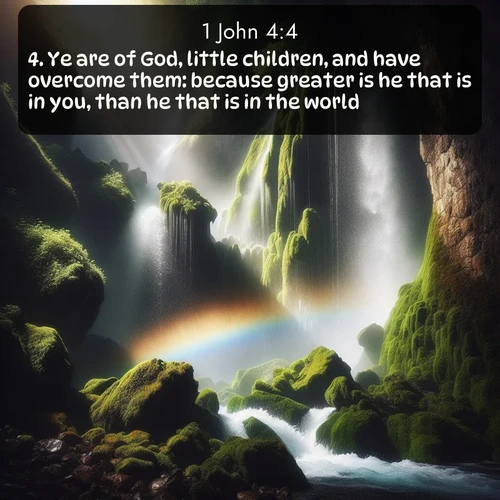citation biblique : 4. Ye are of God, little children, and have overcome them: because greater is he that is in you, than he that is in the world.
 sur fond image nature