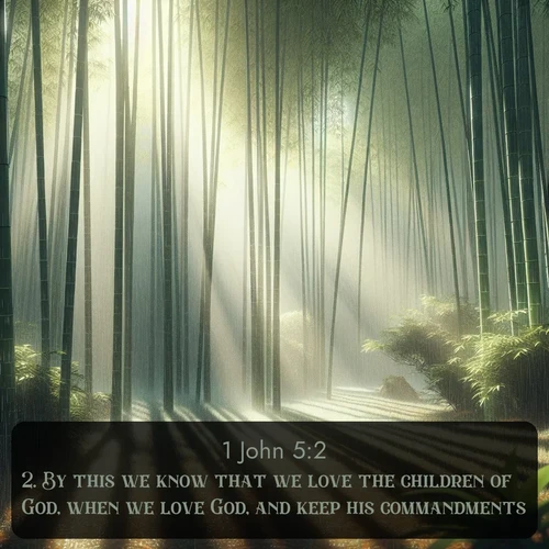 citation biblique : 2. By this we know that we love the children of God, when we love God, and keep his commandments.
 sur fond image nature