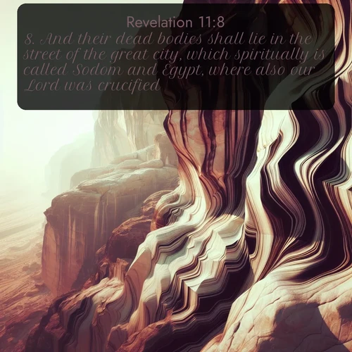 citation biblique : 8. And their dead bodies shall lie in the street of the great city, which spiritually is called Sodom and Egypt, where also our Lord was crucified.
 sur fond image nature