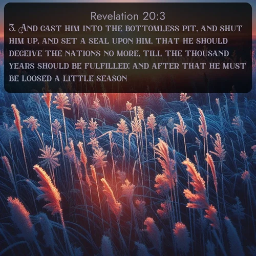 citation biblique : 3. And cast him into the bottomless pit, and shut him up, and set a seal upon him, that he should deceive the nations no more, till the thousand years should be fulfilled: and after that he must be loosed a little season.
 sur fond image nature