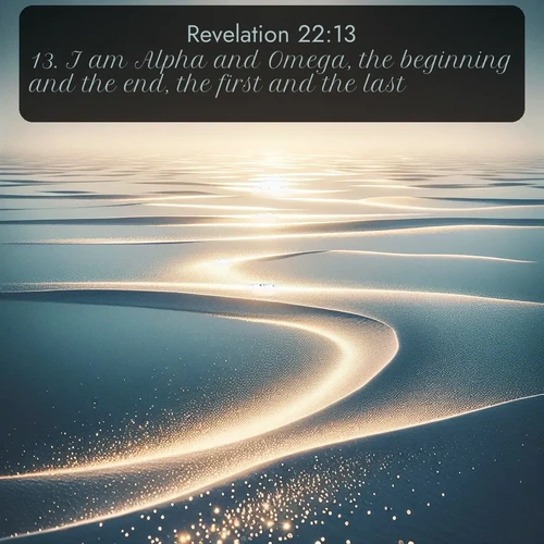 citation biblique : 13. I am Alpha and Omega, the beginning and the end, the first and the last.
 sur fond image nature
