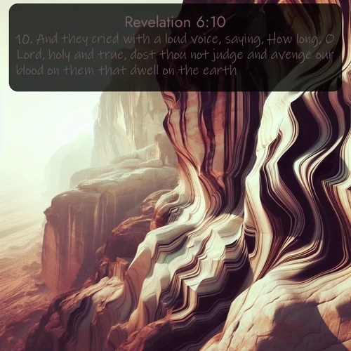 citation biblique : 10. And they cried with a loud voice, saying, How long, O Lord, holy and true, dost thou not judge and avenge our blood on them that dwell on the earth?
 sur fond image nature