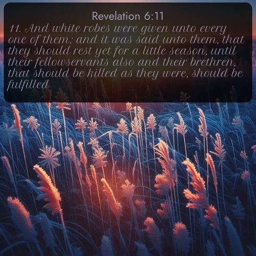 citation biblique : 11. And white robes were given unto every one of them; and it was said unto them, that they should rest yet for a little season, until their fellowservants also and their brethren, that should be killed as they were, should be fulfilled.
 sur fond image nature