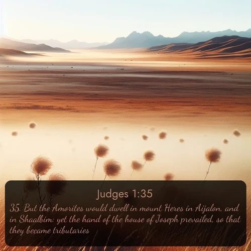 citation biblique : 35. But the Amorites would dwell in mount Heres in Aijalon, and in Shaalbim: yet the hand of the house of Joseph prevailed, so that they became tributaries.
 sur fond image nature