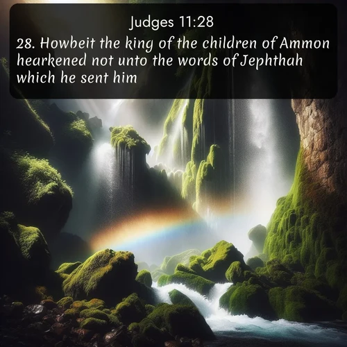 citation biblique : 28. Howbeit the king of the children of Ammon hearkened not unto the words of Jephthah which he sent him.
 sur fond image nature