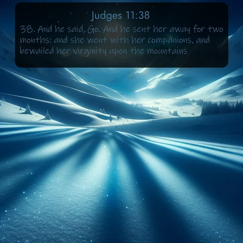 citation biblique : 38. And he said, Go. And he sent her away for two months: and she went with her companions, and bewailed her virginity upon the mountains.
 sur fond image nature