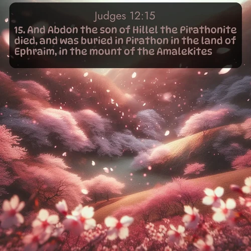 citation biblique : 15. And Abdon the son of Hillel the Pirathonite died, and was buried in Pirathon in the land of Ephraim, in the mount of the Amalekites.
 sur fond image nature