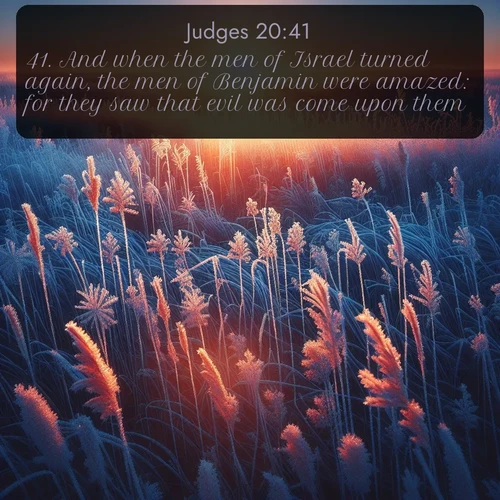 citation biblique : 41. And when the men of Israel turned again, the men of Benjamin were amazed: for they saw that evil was come upon them.
 sur fond image nature