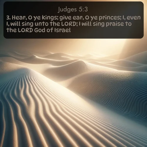 KJV Judges  ; image nature: image with the bible verse :Hear, O ye kings; give ear, O ye princes; I, even I, will sing unto the LORD; I will sing praise to the LORD God of Israel. ; Discover a gallery of Bible verse images showcasing the beauty of autumn, with golden leaves, red forests, and peaceful fields bathed in soft light. These soothing scenes are perfect for accompanying inspiring verses like KJV Judges 5:3. Current verse is overlayed with the thematic nature scene : Sand ripples stretch endlessly across white gypsum dunes. ; 5:3