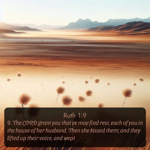 citation biblique : 9. The LORD grant you that ye may find rest, each of you in the house of her husband. Then she kissed them; and they lifted up their voice, and wept.
 sur fond image nature