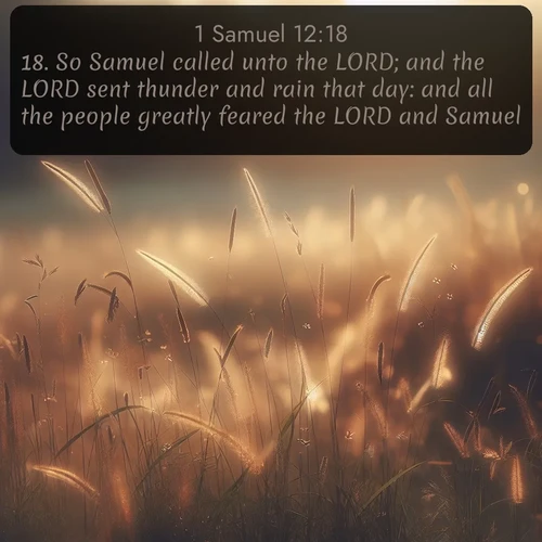 citation biblique : 18. So Samuel called unto the LORD; and the LORD sent thunder and rain that day: and all the people greatly feared the LORD and Samuel.
 sur fond image nature