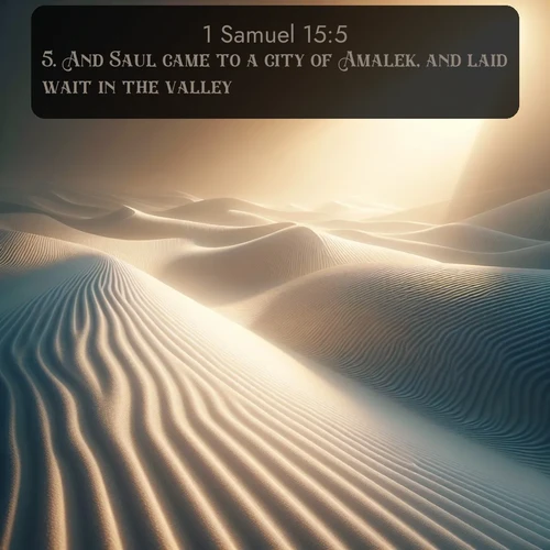 citation biblique : 5. And Saul came to a city of Amalek, and laid wait in the valley.
 sur fond image nature