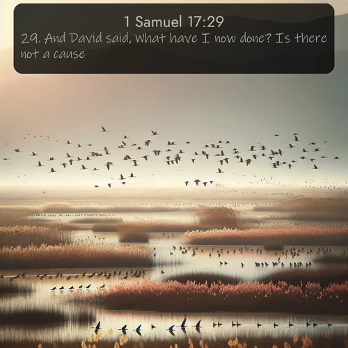 citation biblique : 29. And David said, What have I now done? Is there not a cause?
 sur fond image nature