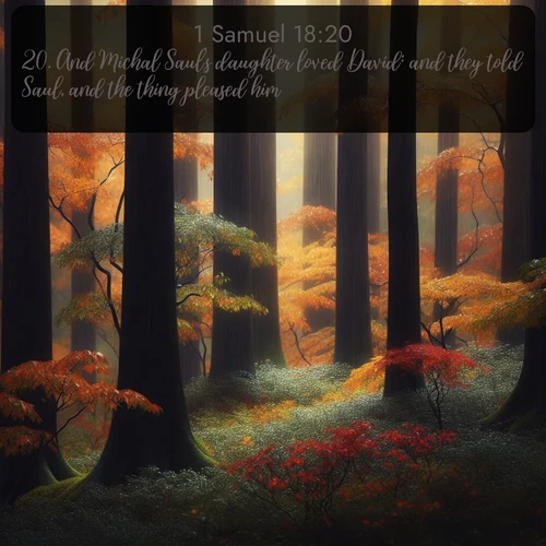 citation biblique : 20. And Michal Saul&#039;s daughter loved David: and they told Saul, and the thing pleased him.
 sur fond image nature