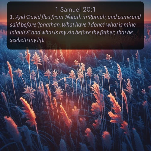 citation biblique : 1. And David fled from Naioth in Ramah, and came and said before Jonathan, What have I done? what is mine iniquity? and what is my sin before thy father, that he seeketh my life?
 sur fond image nature