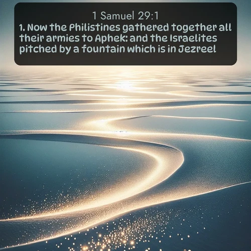 citation biblique : 1. Now the Philistines gathered together all their armies to Aphek: and the Israelites pitched by a fountain which is in Jezreel.
 sur fond image nature