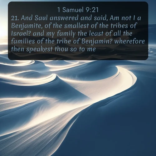 citation biblique : 21. And Saul answered and said, Am not I a Benjamite, of the smallest of the tribes of Israel? and my family the least of all the families of the tribe of Benjamin? wherefore then speakest thou so to me?
 sur fond image nature