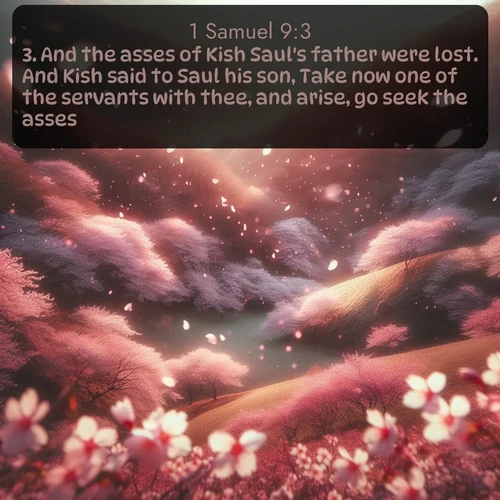 citation biblique : 3. And the asses of Kish Saul&#039;s father were lost. And Kish said to Saul his son, Take now one of the servants with thee, and arise, go seek the asses.
 sur fond image nature