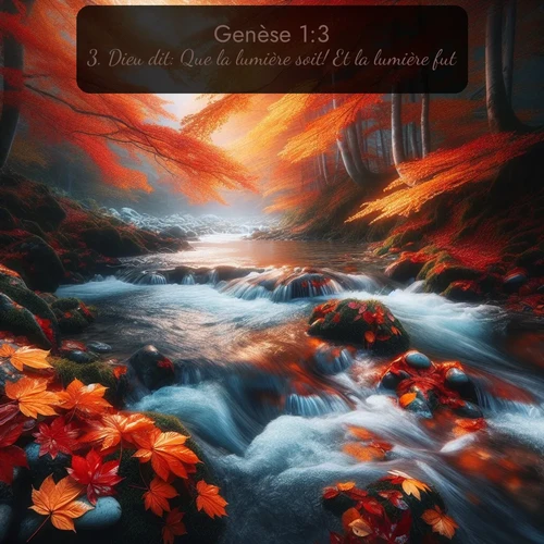 Segond Genèse  ; image nature: image avec le verset biblique :Dieu dit: Que la lumière soit! Et la lumière fut. ;  ; 1:3