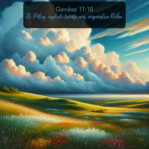Segond Genèse  ; image nature: image avec le verset biblique :Péleg, âgé de trente ans, engendra Rehu. ;  ; 11:18