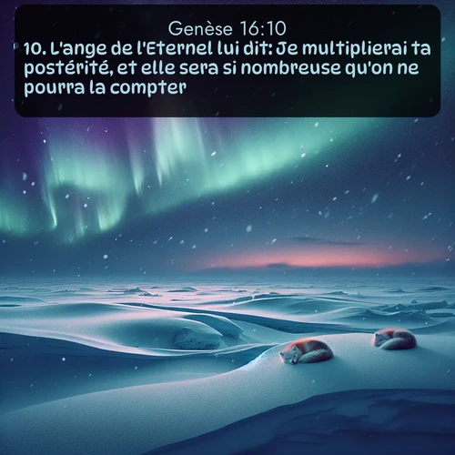 Segond Genèse  ; image nature: image avec le verset biblique :L&#039;ange de l&#039;Eternel lui dit: Je multiplierai ta postérité, et elle sera si nombreuse qu&#039;on ne pourra la compter. ;  ; 16:10