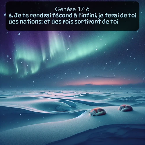 Segond Genèse  ; image nature: image avec le verset biblique :Je te rendrai fécond à l&#039;infini, je ferai de toi des nations; et des rois sortiront de toi. ;  ; 17:6