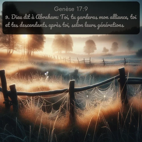 Segond Genèse  ; image nature: image avec le verset biblique :Dieu dit à Abraham: Toi, tu garderas mon alliance, toi et tes descendants après toi, selon leurs générations. ;  ; 17:9