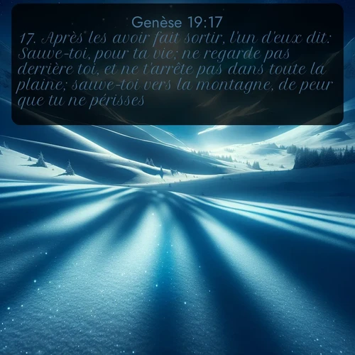 Segond Genèse  ; image nature: image avec le verset biblique :Après les avoir fait sortir, l&#039;un d&#039;eux dit: Sauve-toi, pour ta vie; ne regarde pas derrière toi, et ne t&#039;arrête pas dans toute la plaine; sauve-toi vers la montagne, de peur que tu ne périsses. ;  ; 19:17