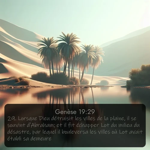 Segond Genèse  ; image nature: image avec le verset biblique :Lorsque Dieu détruisit les villes de la plaine, il se souvint d&#039;Abraham; et il fit échapper Lot du milieu du désastre, par lequel il bouleversa les villes où Lot avait établi sa demeure. ;  ; 19:29