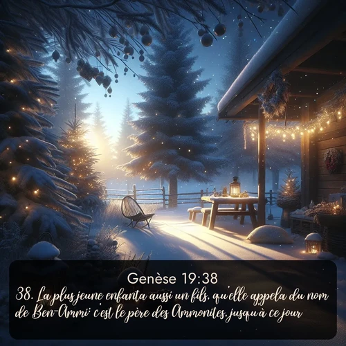 Segond Genèse  ; image nature: image avec le verset biblique :La plus jeune enfanta aussi un fils, qu&#039;elle appela du nom de Ben-Ammi: c&#039;est le père des Ammonites, jusqu&#039;à ce jour. ;  ; 19:38