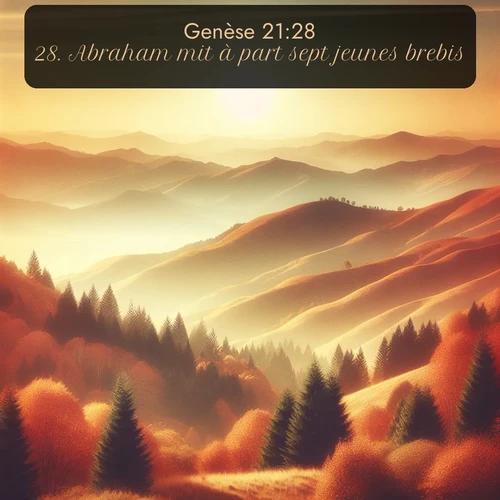 Segond Genèse  ; image nature: image avec le verset biblique :Abraham mit à part sept jeunes brebis. ;  ; 21:28
