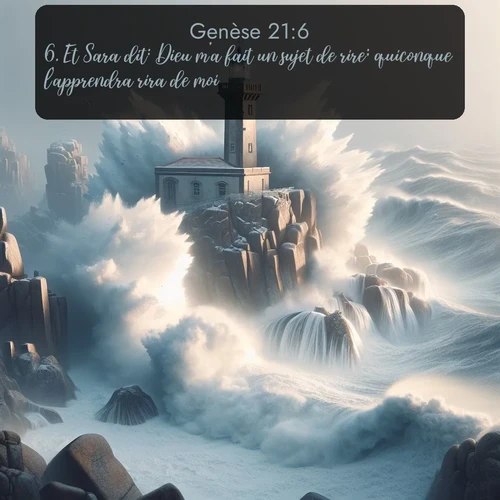 Segond Genèse  ; image nature: image avec le verset biblique :Et Sara dit: Dieu m&#039;a fait un sujet de rire; quiconque l&#039;apprendra rira de moi. ;  ; 21:6