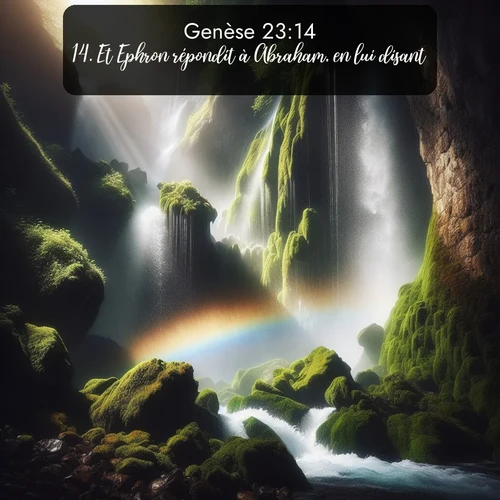 Segond Genèse  ; image nature: image avec le verset biblique :Et Ephron répondit à Abraham, en lui disant: ;  ; 23:14